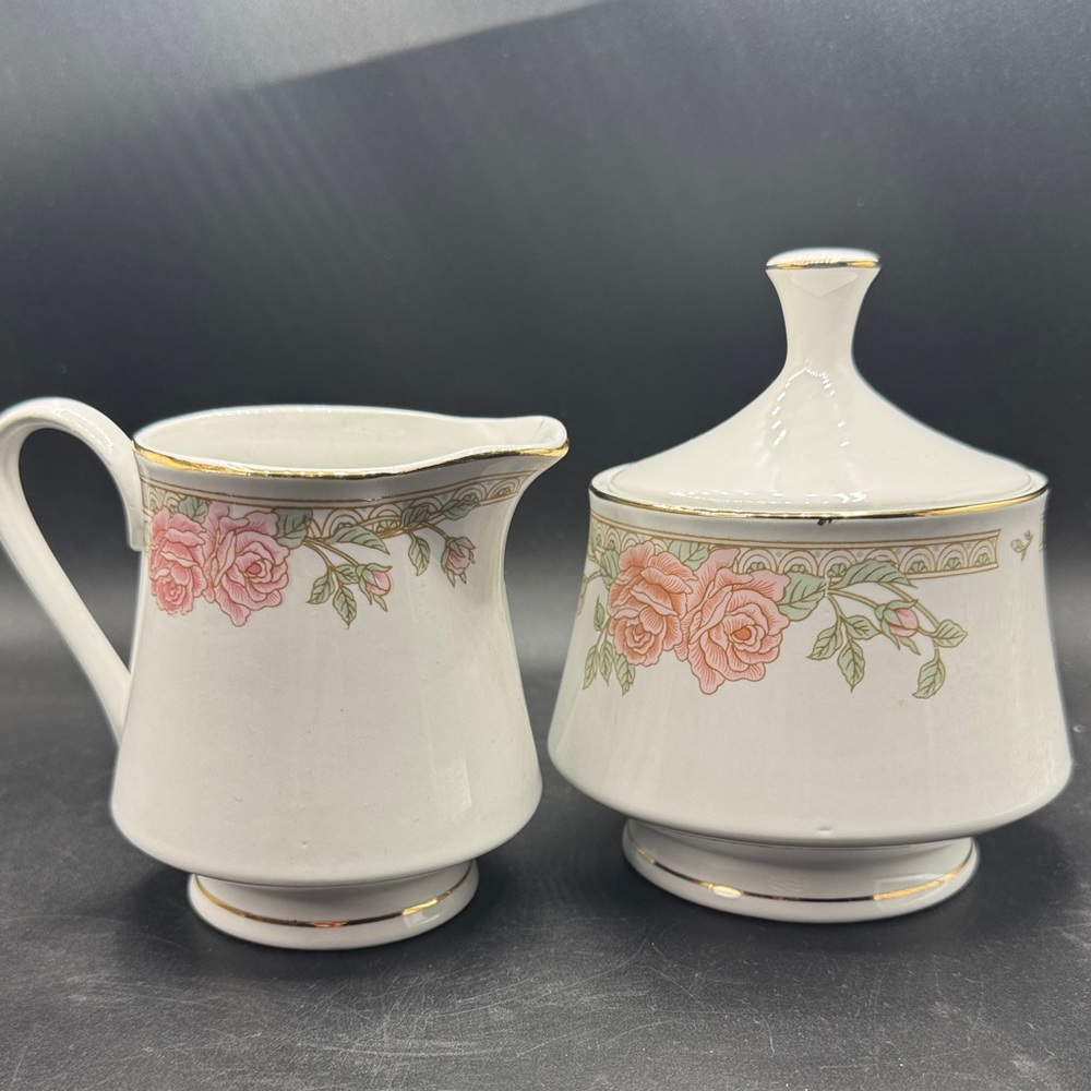 Vintage Lynns Fine China Cream and Sugar